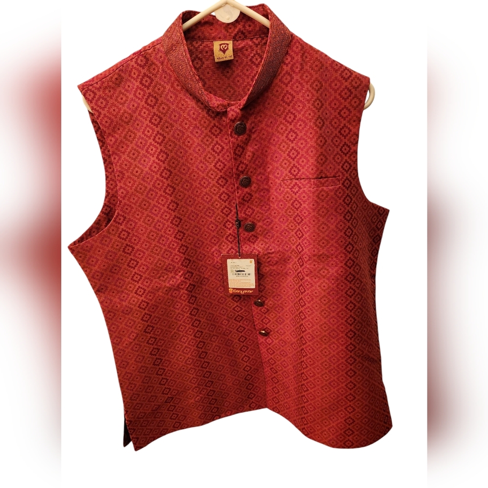 NWT Manyavar Rust Men’s 1pc Jacket Vest Made In India Size XL